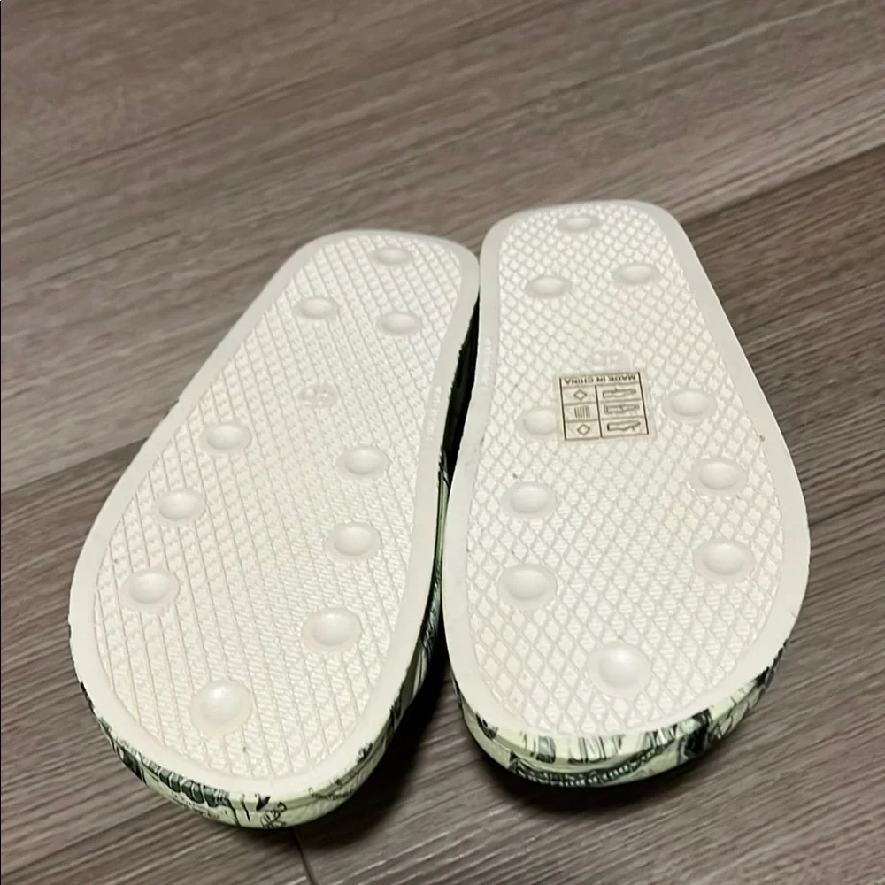 Money Print Slide Sandals